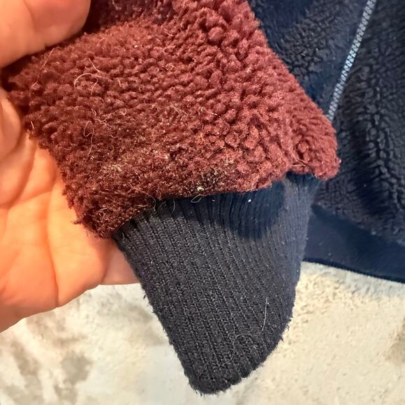 Original Penguin Men's Colorblock Fleece Full-Zip Bomber Jacket L Teddy Sherpa - Picture 5 of 12